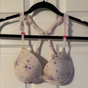 Victoria's Secret Floral Print Bra with Lace Straps